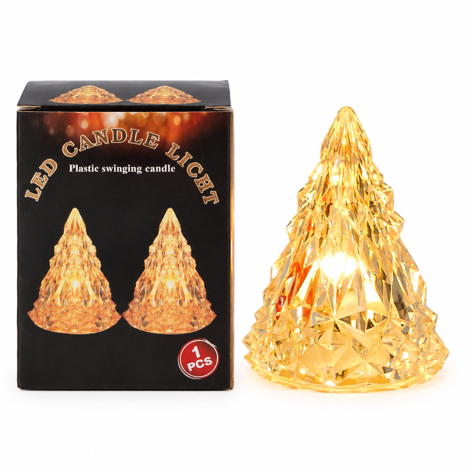 SWGOTA LED-ijsbergnachtlampje 6 x 8 cm - gefacetteerd kunststof - 1 stuk in een bedrukte doos Transparant