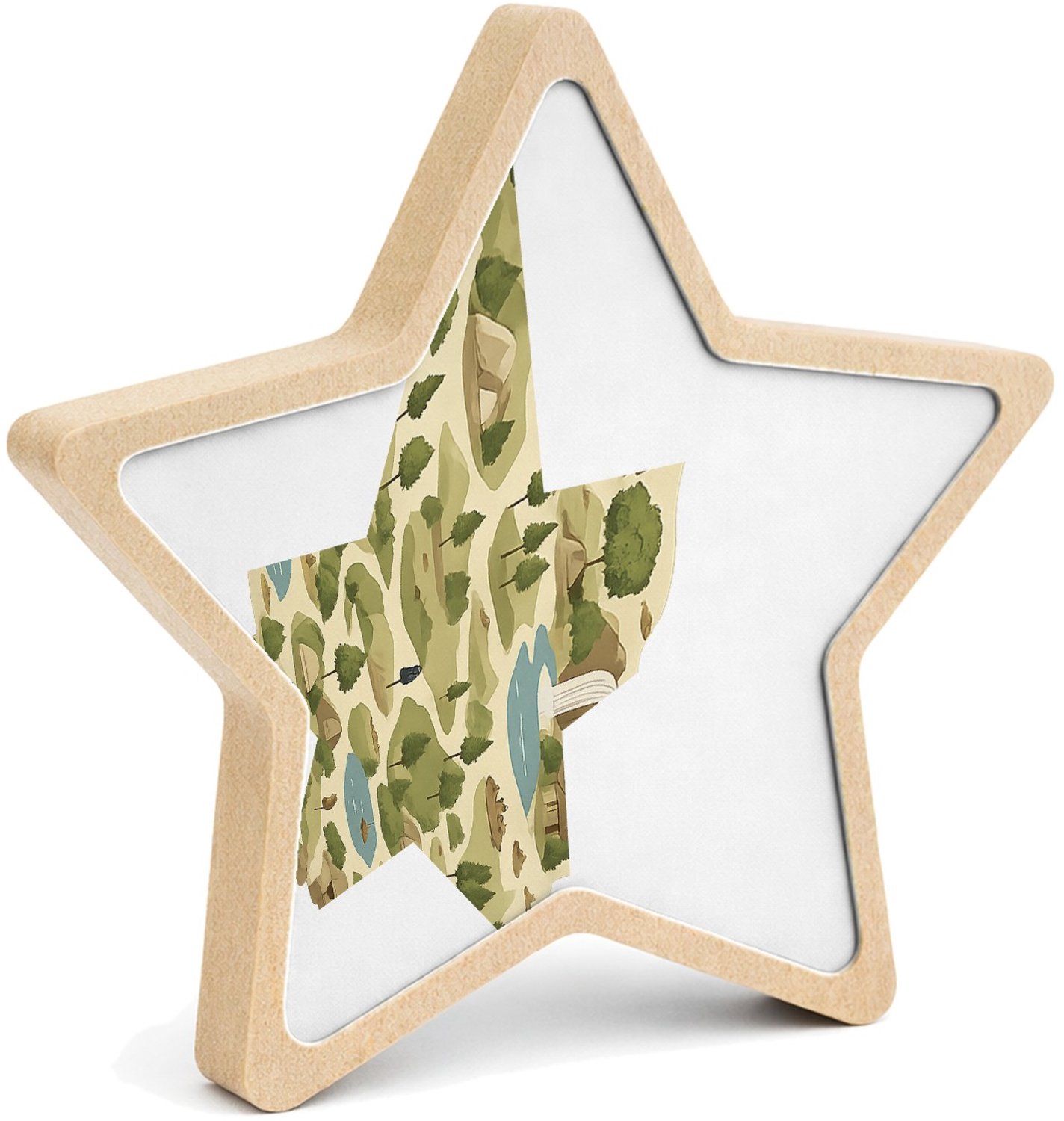 Mr Cadeautjes MDF fotolijst ster 14 x 13,5 - design Een rustige stadsplattegrond als decoratieve print met mini| cadeau Wit