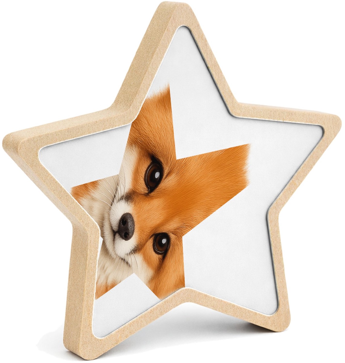 Mr Cadeautjes MDF fotolijst ster 14 x 13,5 - design Een groot, centraal dierenportret met luxe uitstraling en ru | cadeau Wit