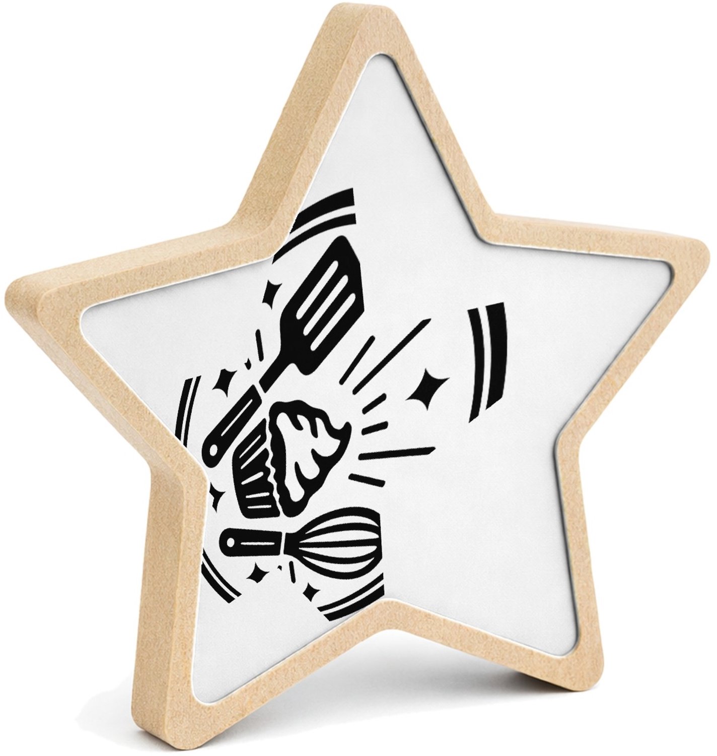 Mr Cadeautjes MDF fotolijst ster 14 x 13,5 - design Een krachtig keukenembleem met een persoonlijke rolnaam en e | cadeau Wit
