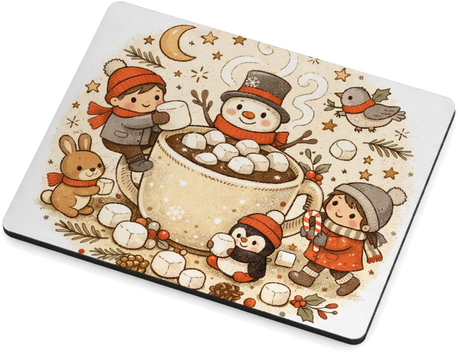 Mr Cadeautjes MDF magnetische fotolijst 9 x 7 - design Een knusse winterkeuken-scène met bewegende figuren rond een | cadeau Wit