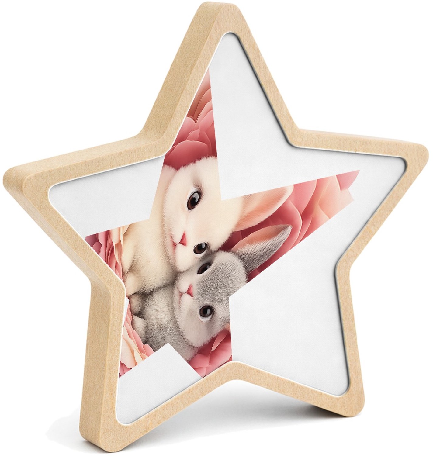Mr Cadeautjes MDF fotolijst ster 14 x 13,5 - design Een knusse dierenprint met een vergelijkbaar omlijstend nest | cadeau Wit