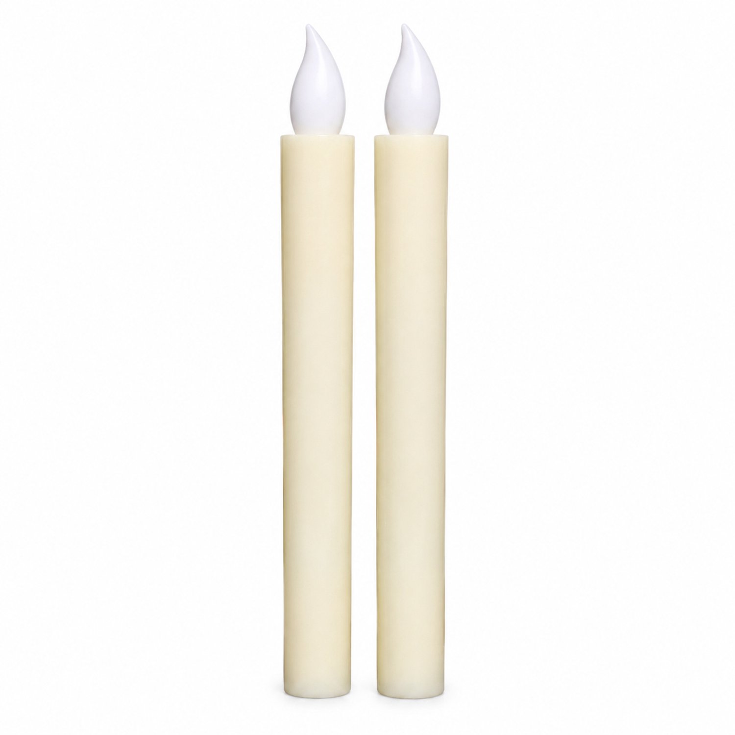 SWGOTA led kaarsen, 2 stuks, beige, slank cilindermodel met vlamvormige top, voor verjaardagsdecoratie, zakverpakking