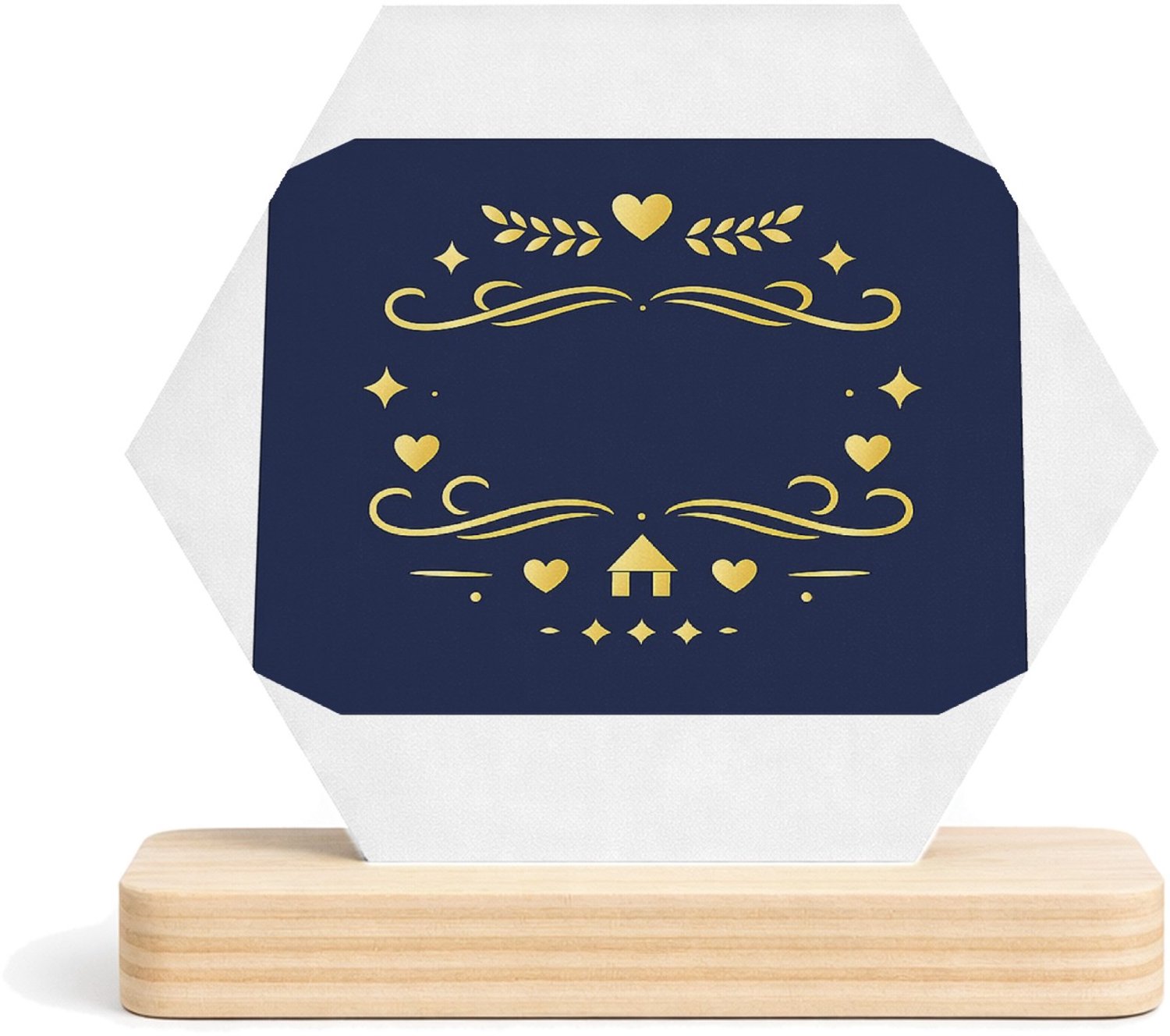 Mr Cadeautjes MDF fotolijst/inleg hexagon 14 x 13 - design Een elegant cadeau-ontwerp met een warme familieboodschap en | cadeau Wit