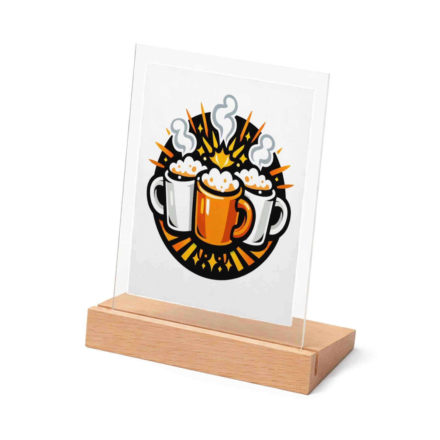 Mr Cadeautjes Glasframe met vaste tekst - design Een humoristische vriendenprint met twee of drie koffiemokke | cadeau Wit