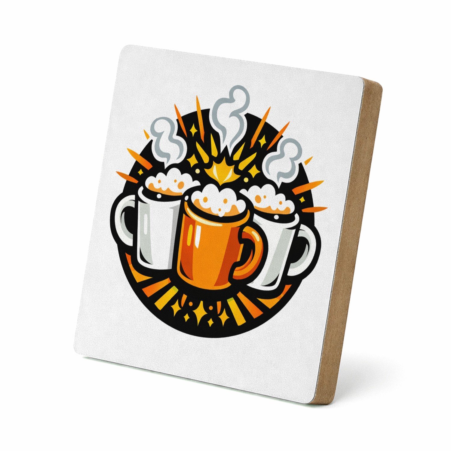 Mr Cadeautjes MDF staande fotolijst 15,2 x 15,2 - design Een humoristische vriendenprint met twee of drie koffiemokke | cadeau Wit