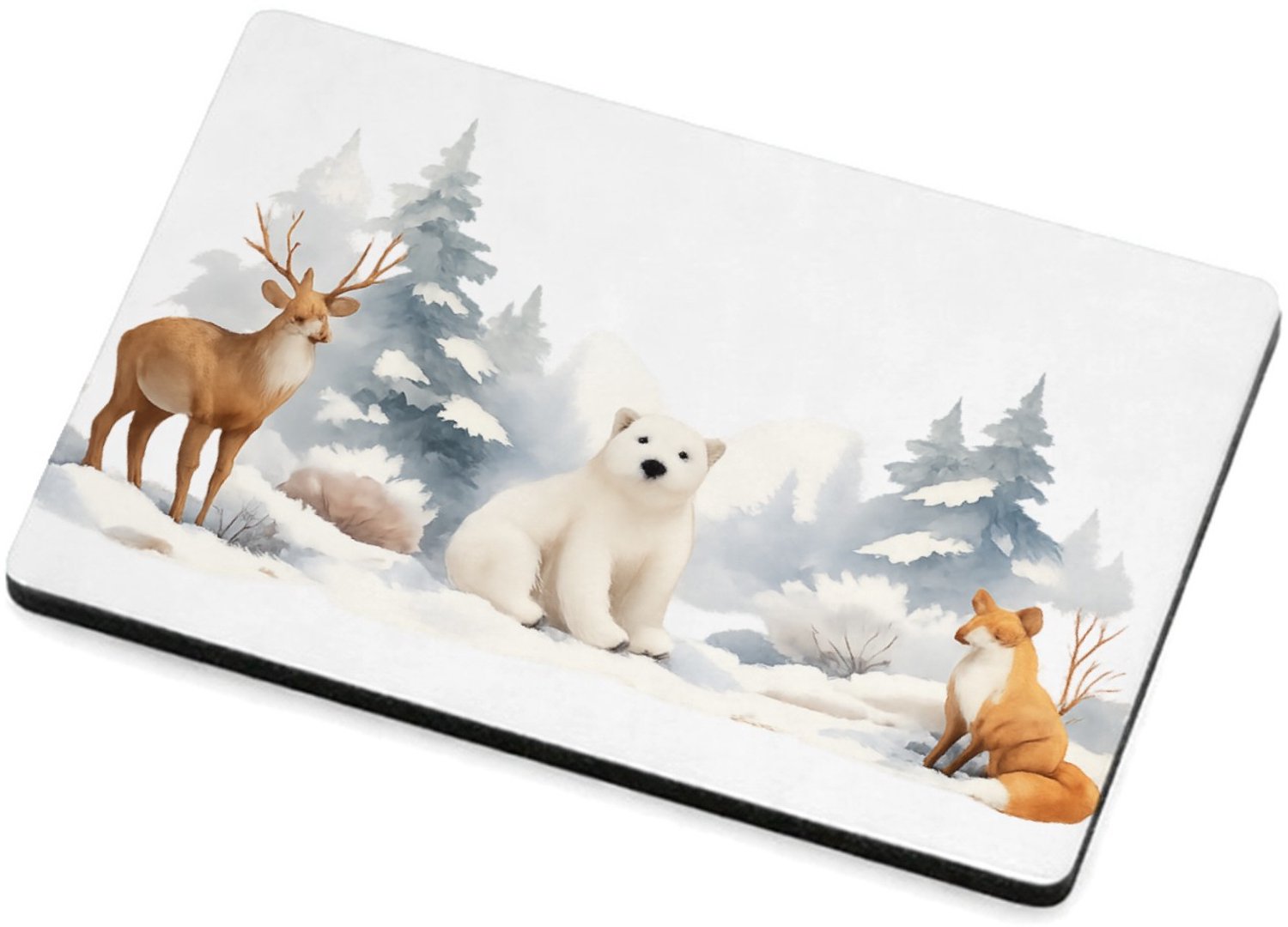 Mr Cadeautjes MDF magnetische fotolijst 7,5 x 5 - design Een herfstbos-scène met een nieuwsgierige egel en paddenstoe | cadeau Wit