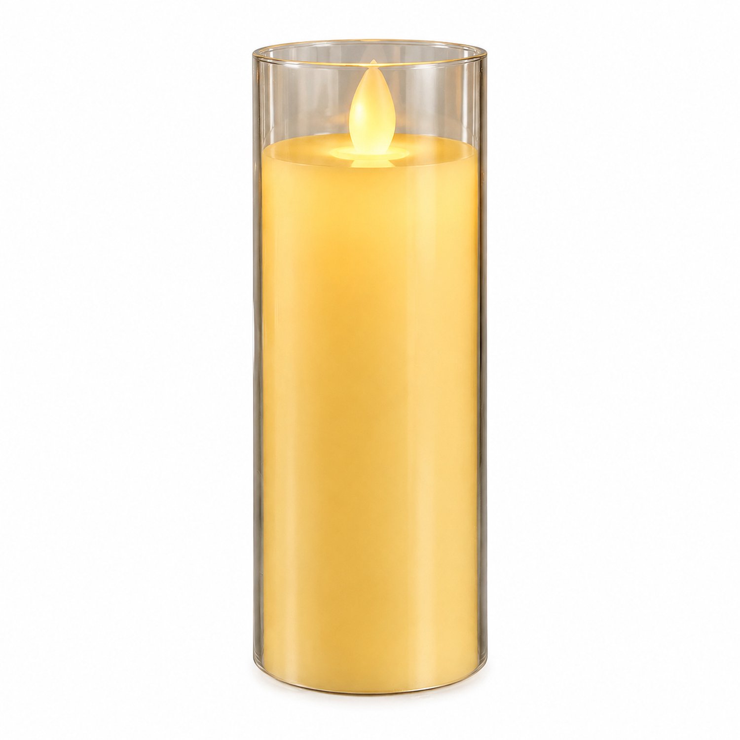 SWGOTA led kaarsen met bewegende vlam - cilindrische kaarslamp 7,8 x 25 cm, warm licht, op batterijen, batterijen niet inbegrepen Crème