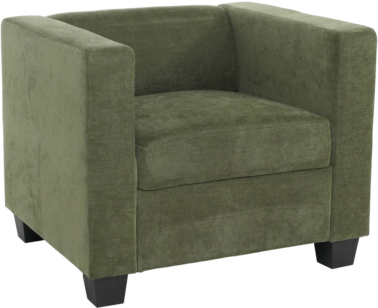 MCW Fauteuil Lille, loungefauteuil, gestoffeerde/cocktailfauteuil, Nosag-vering, stof/textiel chenille (260 g/m²) ~ groen