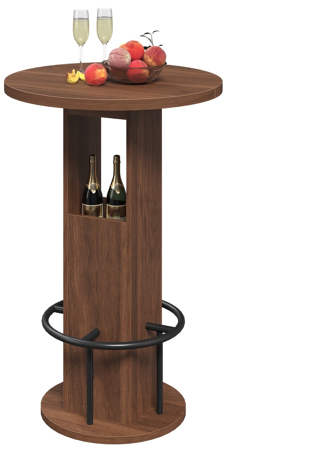 Mura Logistiek Mura Statafel - Bartafel - Ronde Tafel - Bistrotafel - Bar Table - Eenvoudig Te Monteren - 90,5cm Hoog - Hout - Metaal - Bruin