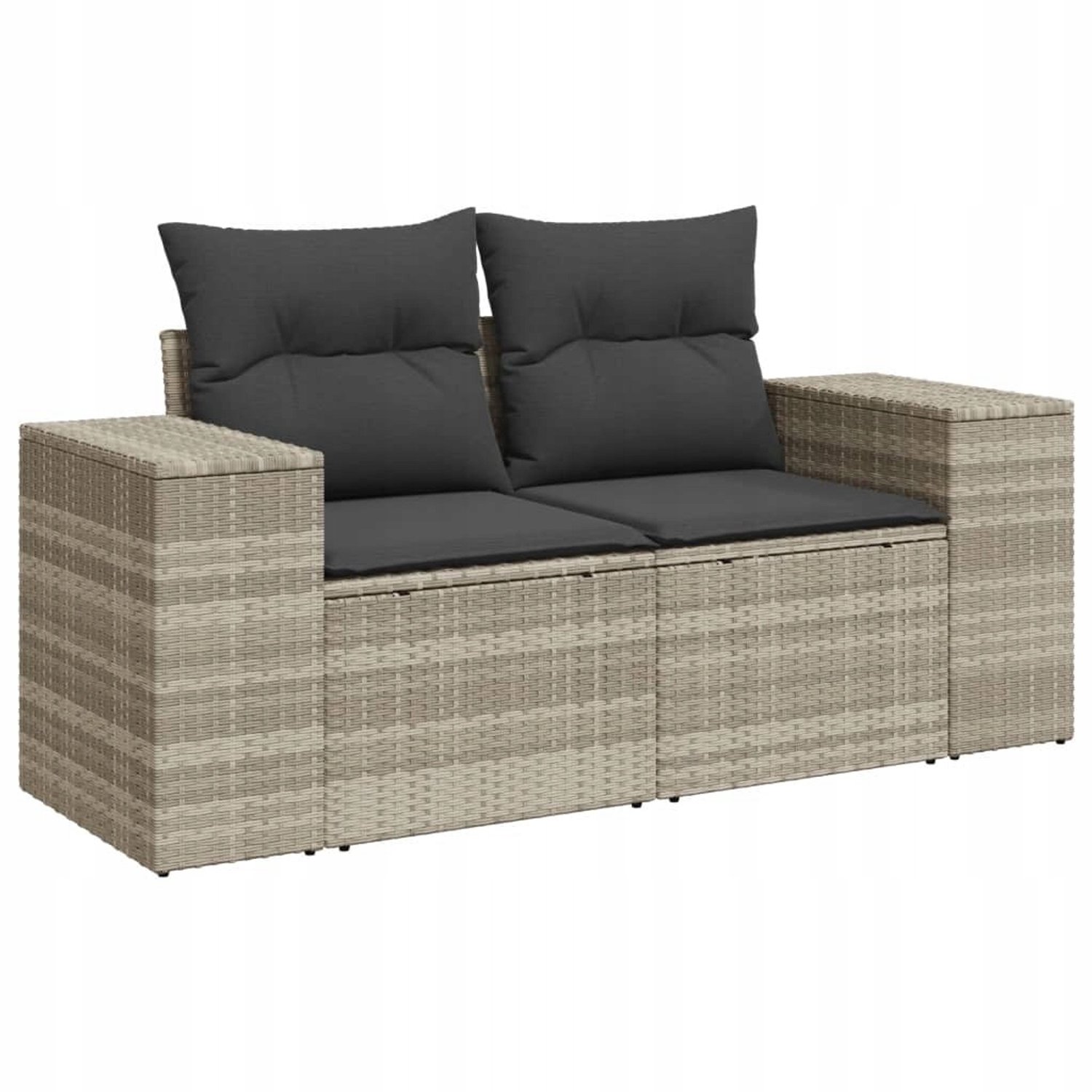 Comfortabele 2-zits tuinbank van PE-rotan, grijs