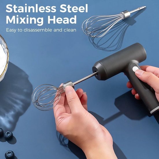 Draadloze Elektrische Handmixer - Wit - Handheld USB Oplaadbare Keukenmixser voor Bakken — afbeelding 4
