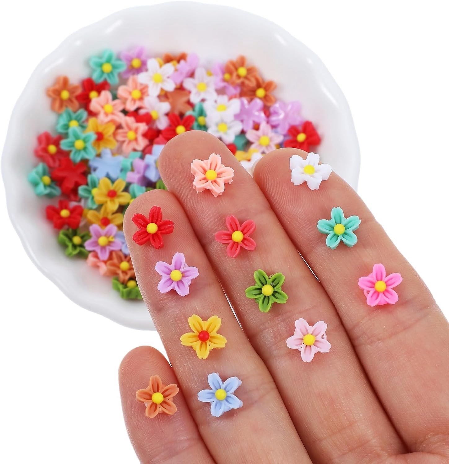 Miniatuur Kunstbloemen - 100 Stuks Kleurige Hars Decoratie voor DIY Projecten, 3D Bloem Accessoires en Creatieve Decoratie