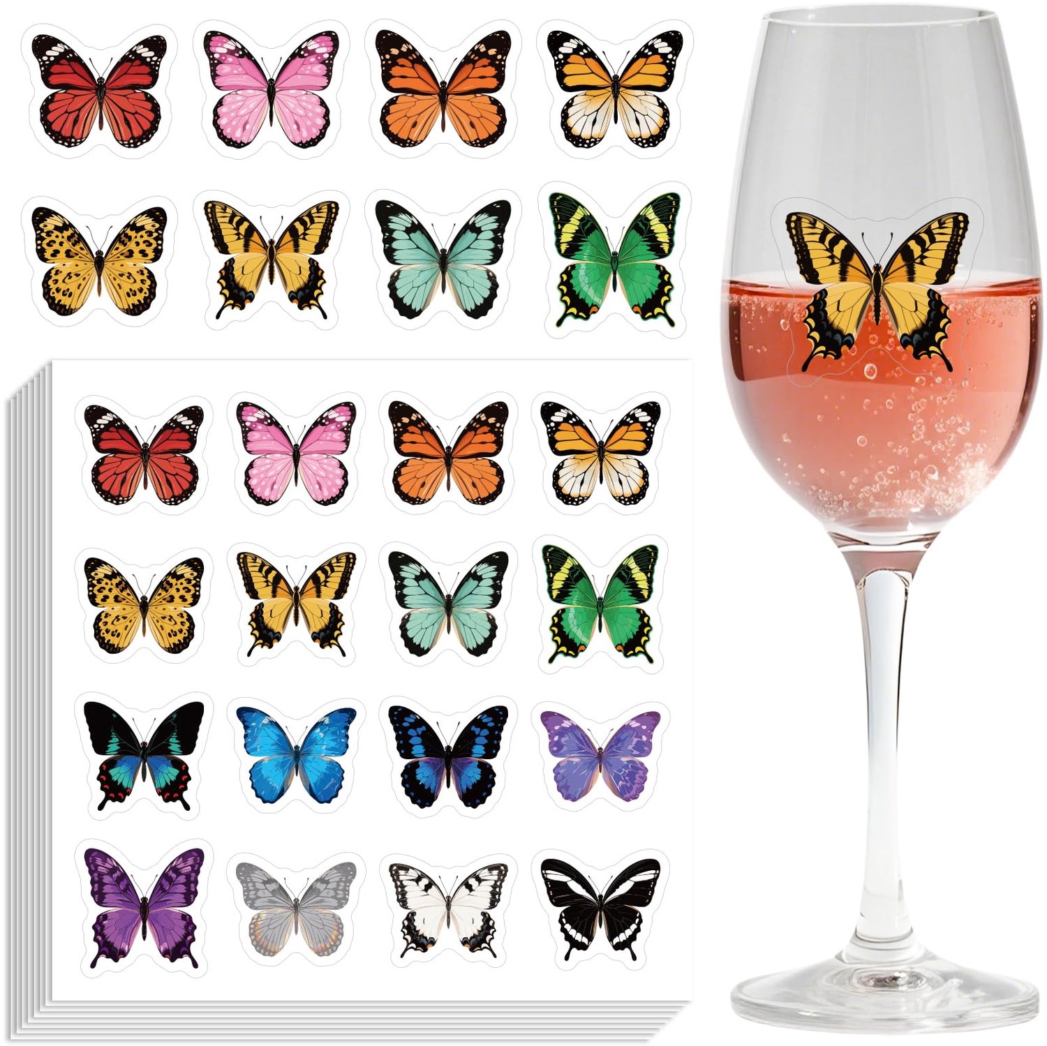 GLOBLELAND 128 stuks vlinder statische raamstickers insecten raamafbeeldingen lente glazen deuren raamstickers voor glas auto's decor doe-het-zelf han