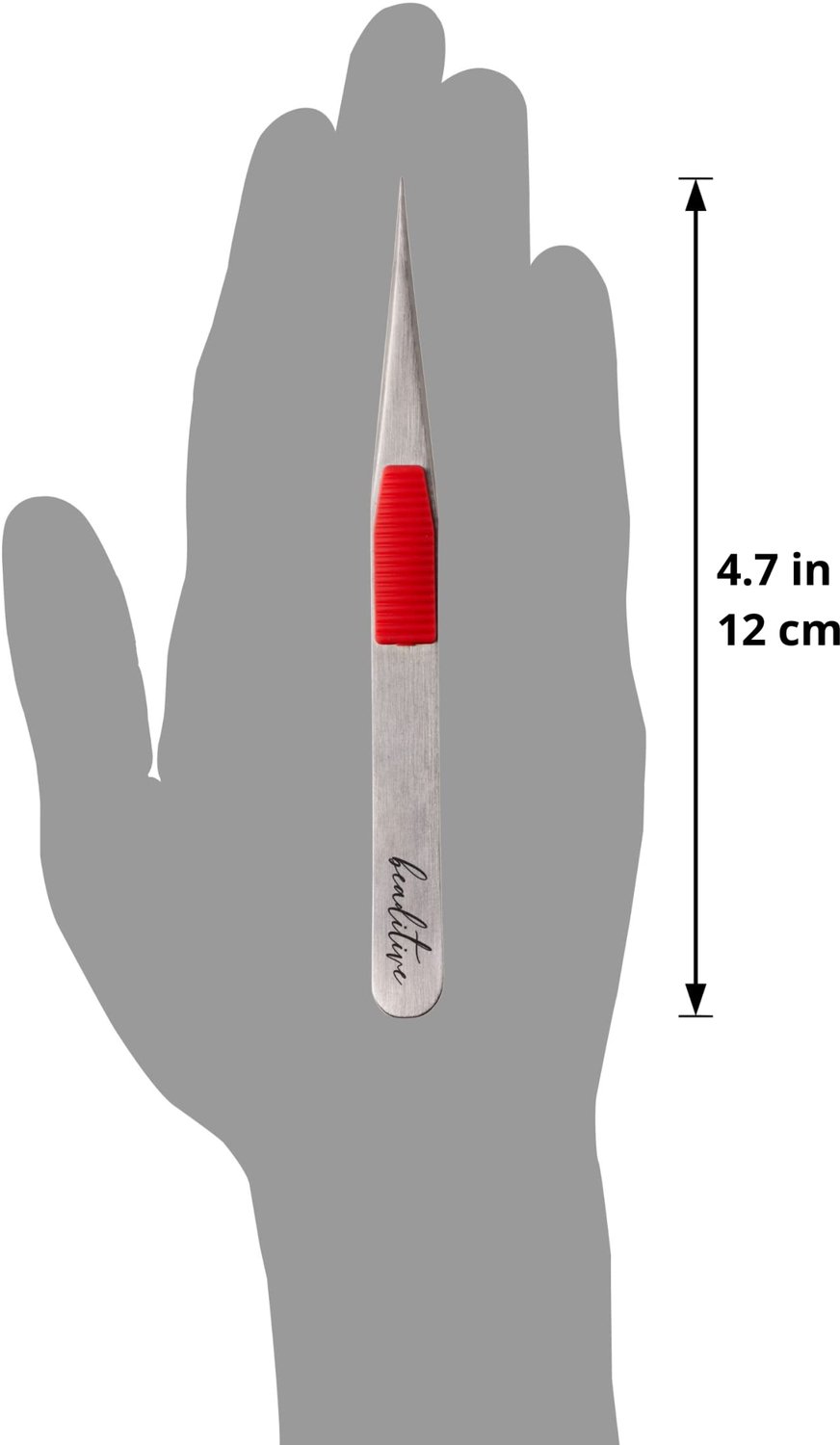 Beaditive Heavy-Duty pincet met kussen - 11,9 cm roestvrijstalen knutselpincet voor naaien, kralen en doe-het-zelf projecten, fijne punt, niet-gekarte