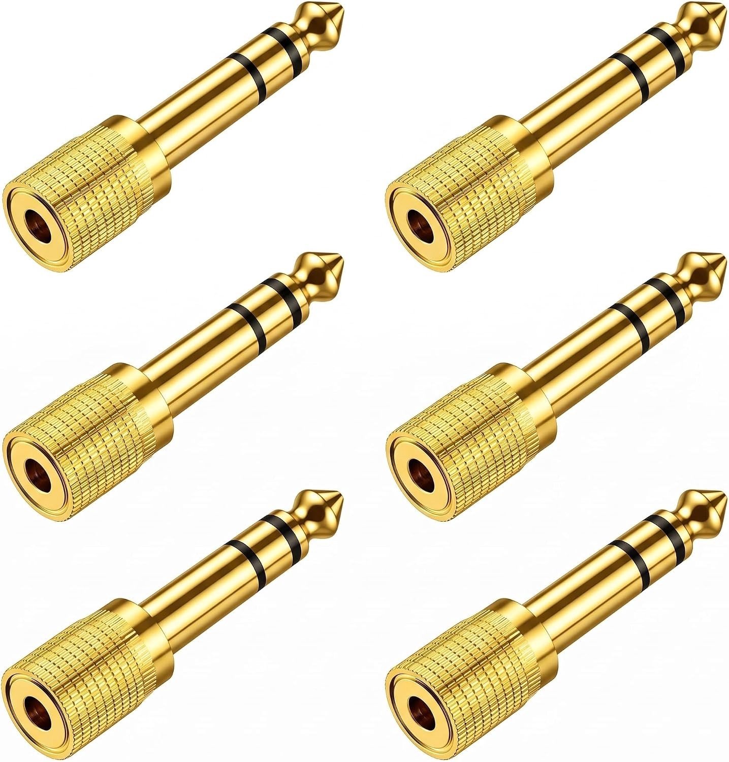 Jack Adapter - Goud - 6.35mm naar 3.5mm - Stereo Audio Verloopstekker - Voor Muzikanten en Geluidstechnici