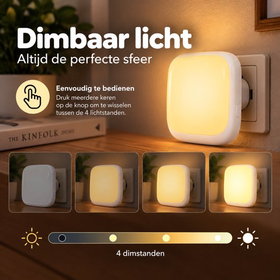 Gigandia Slaapmaatje Nachtlampje Stopcontact Baby & Kinderen - Automatische Lichtsensor - Dimbaar Warm Wit Licht - 1 Stuk van Gigandia — afbeelding 4