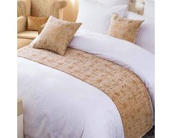 OSVINO Fixed Color Chenille Soft No Fading Modern Bed Runner Bedding Scarf Protection (240X50cm for 180cm Bed, Gold) - ShopVlot