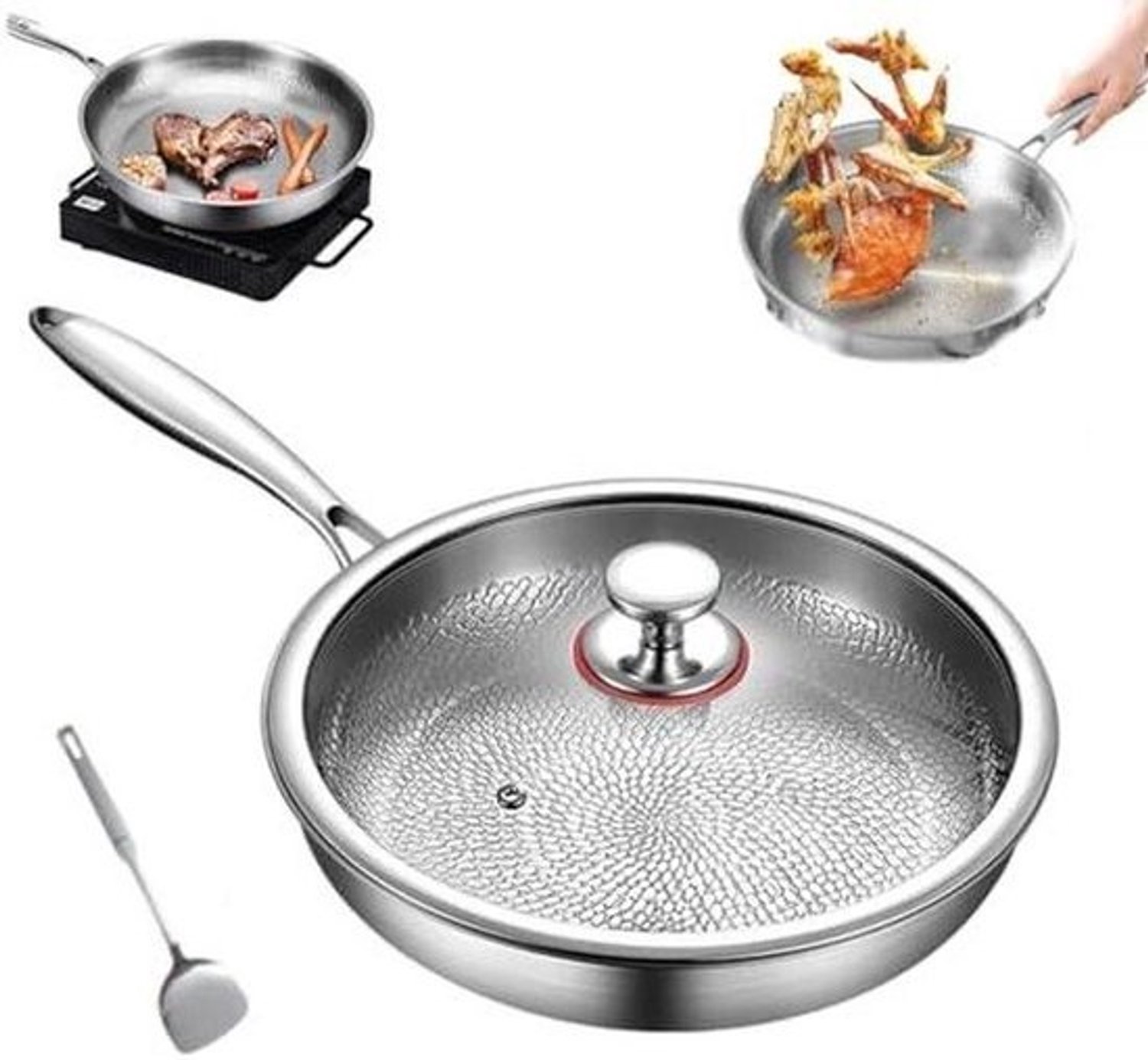 Titanium Koekenpan - Antiaanbakpan Titanium Kookgerei - Gezond Koken - PTFE PFOA Vrij - 28 cm - Grijs