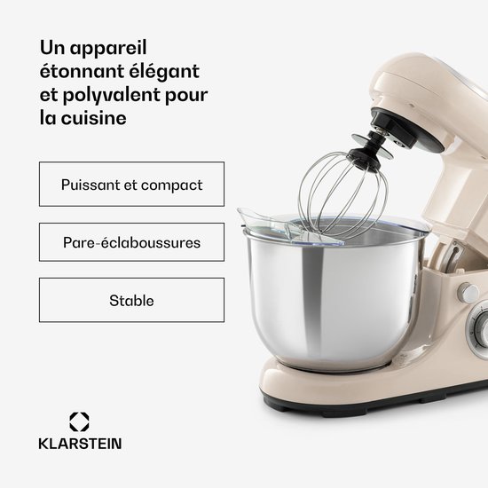Keukenmixer 1300 W met 5 L mengkom 6 snelheden planeetmenging en deeghaken voor bakken en koken — afbeelding 2