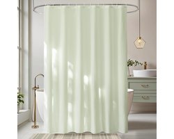 EurCross Extra breed douchegordijn, 240 x 200 cm, crèmegroen, waterdicht, textiel, douchegordijnen, sneldrogend, anti-schimmel, wasbaar, badgordijn me