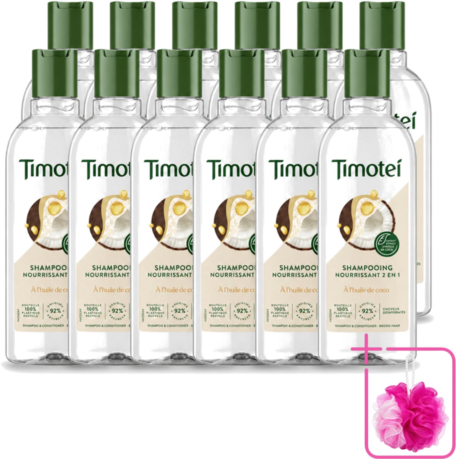 12 x Timotei - Shampoo - Nourrissant - 2in1 - 300ml - Bulkverpakking - Shampoo haar verzorging - Douchemop - Haar reinigen