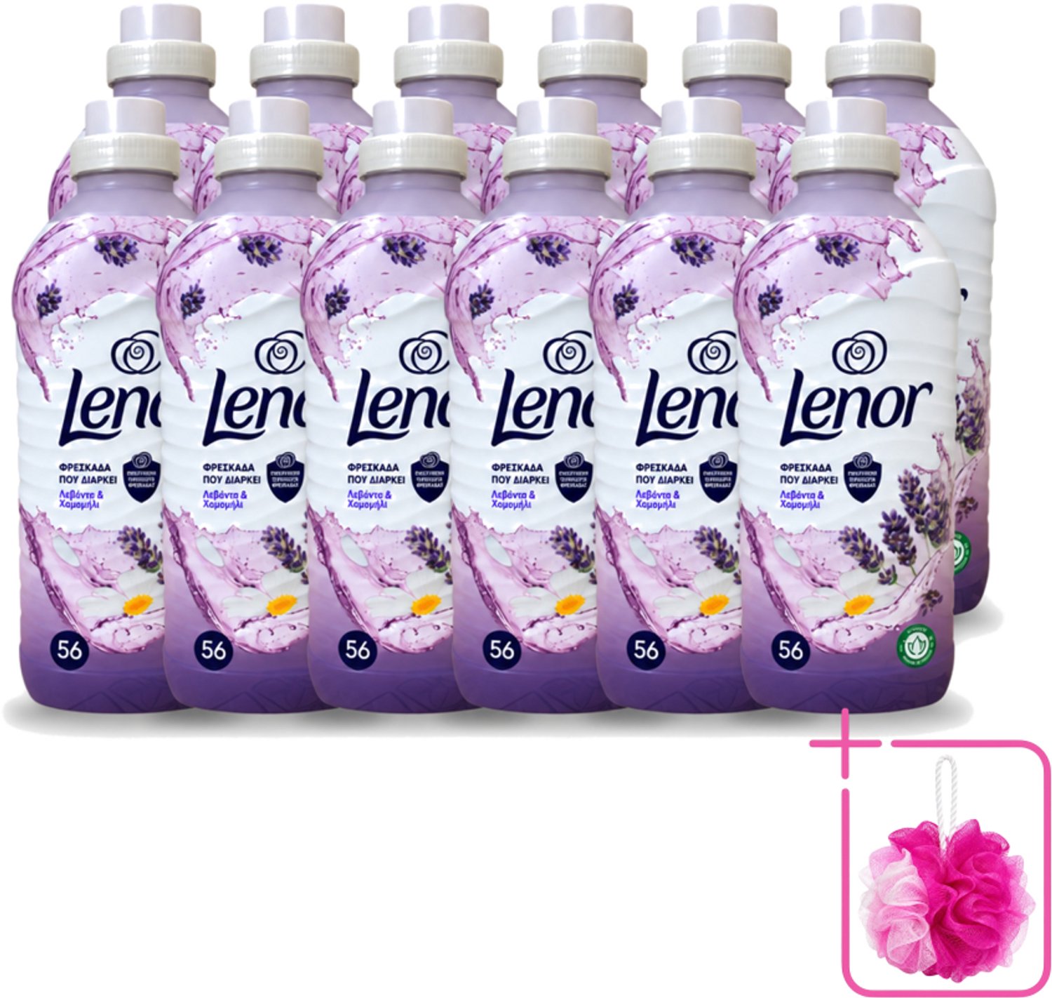 12 x Lenor – Wasverzachter – Lavender & Kamille – 56 Wasbeurten – 1176 ml - Bulkverpakking - Wasverzachter - Douchemop - Lavendel