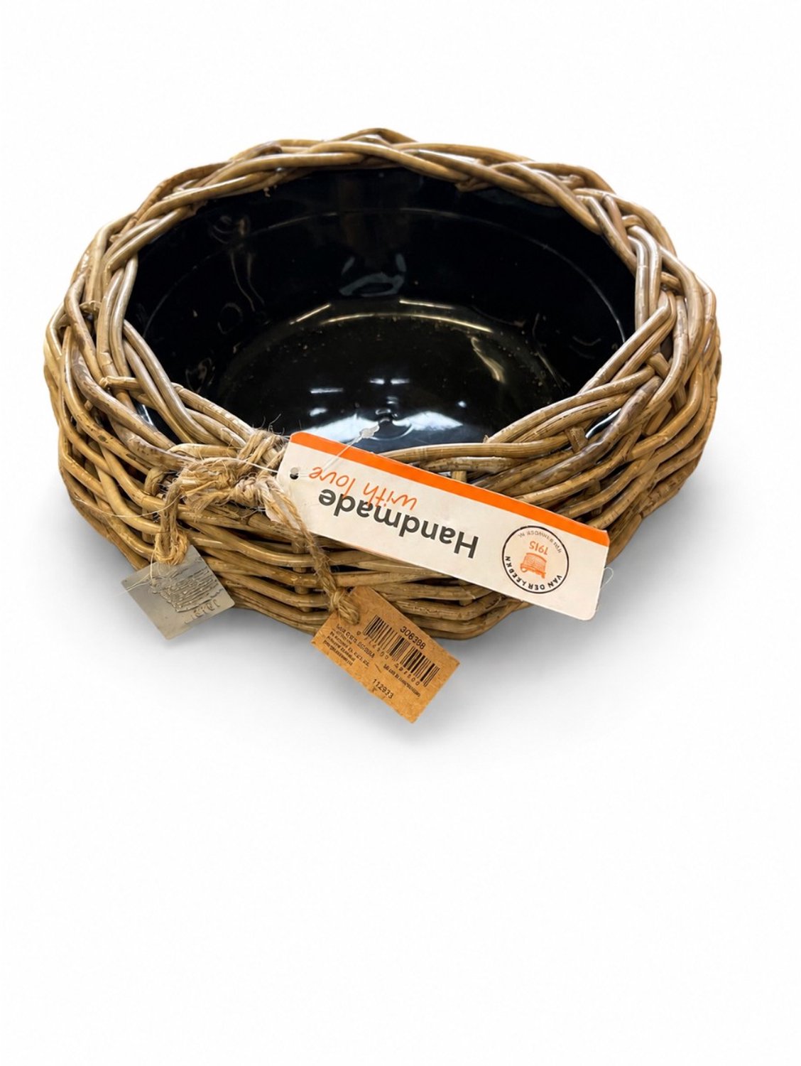 Van der Leeden Drypot rotan plantenschaal grijs 32 cm