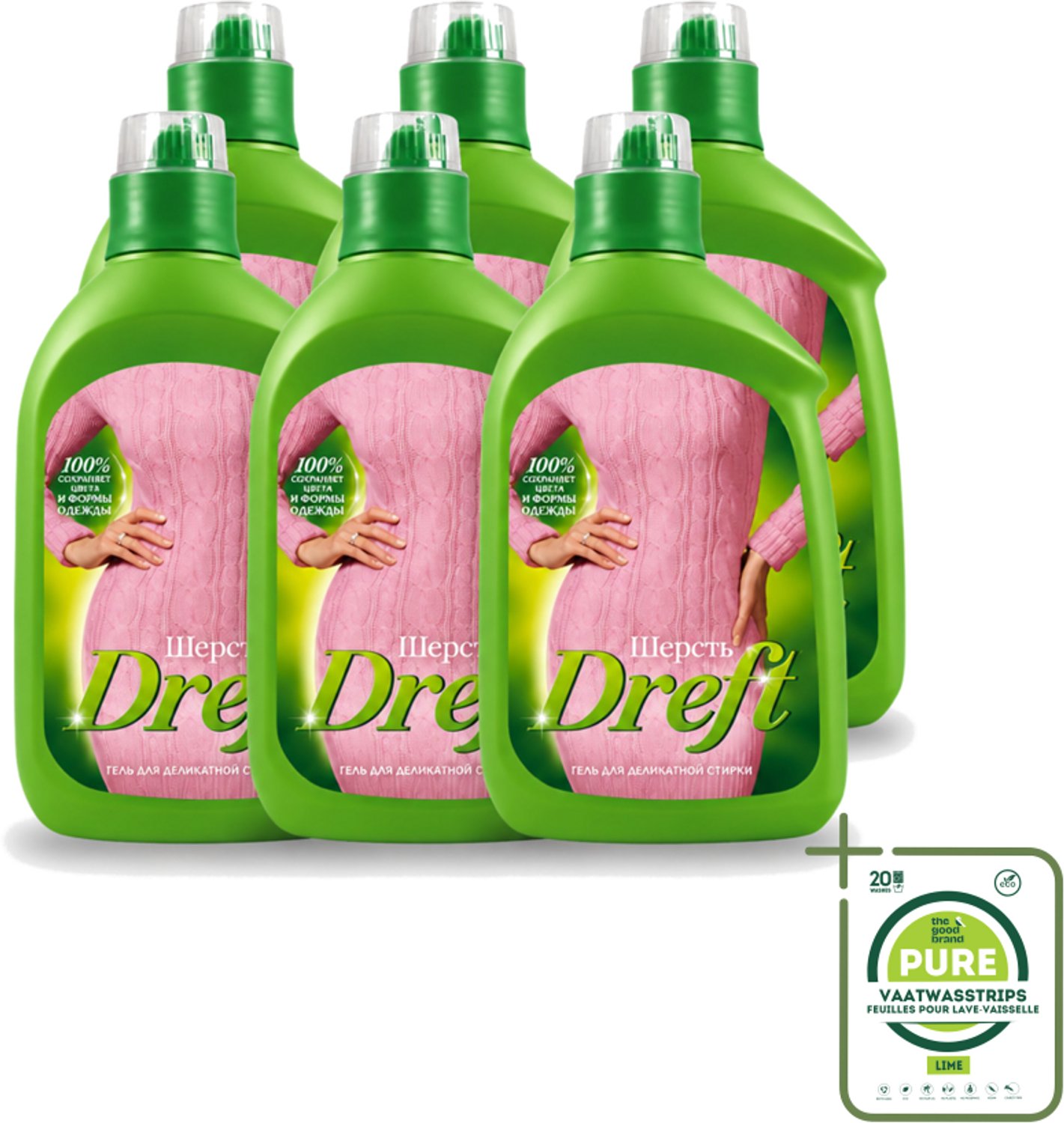 6 x Dreft - Vloeibaar Wasmiddel - Witte en Gekleurde Was - Voor Wol - 800 ml - Grootverpakking - Vaatwasstrips - Wasmiddel Voor Wol - Zachte Was - Was Voor Gevoelige Stoffen - Wasmiddel Voor Witte En Gekleurde Kleding - Wasmiddel Voor Wol En Zijde