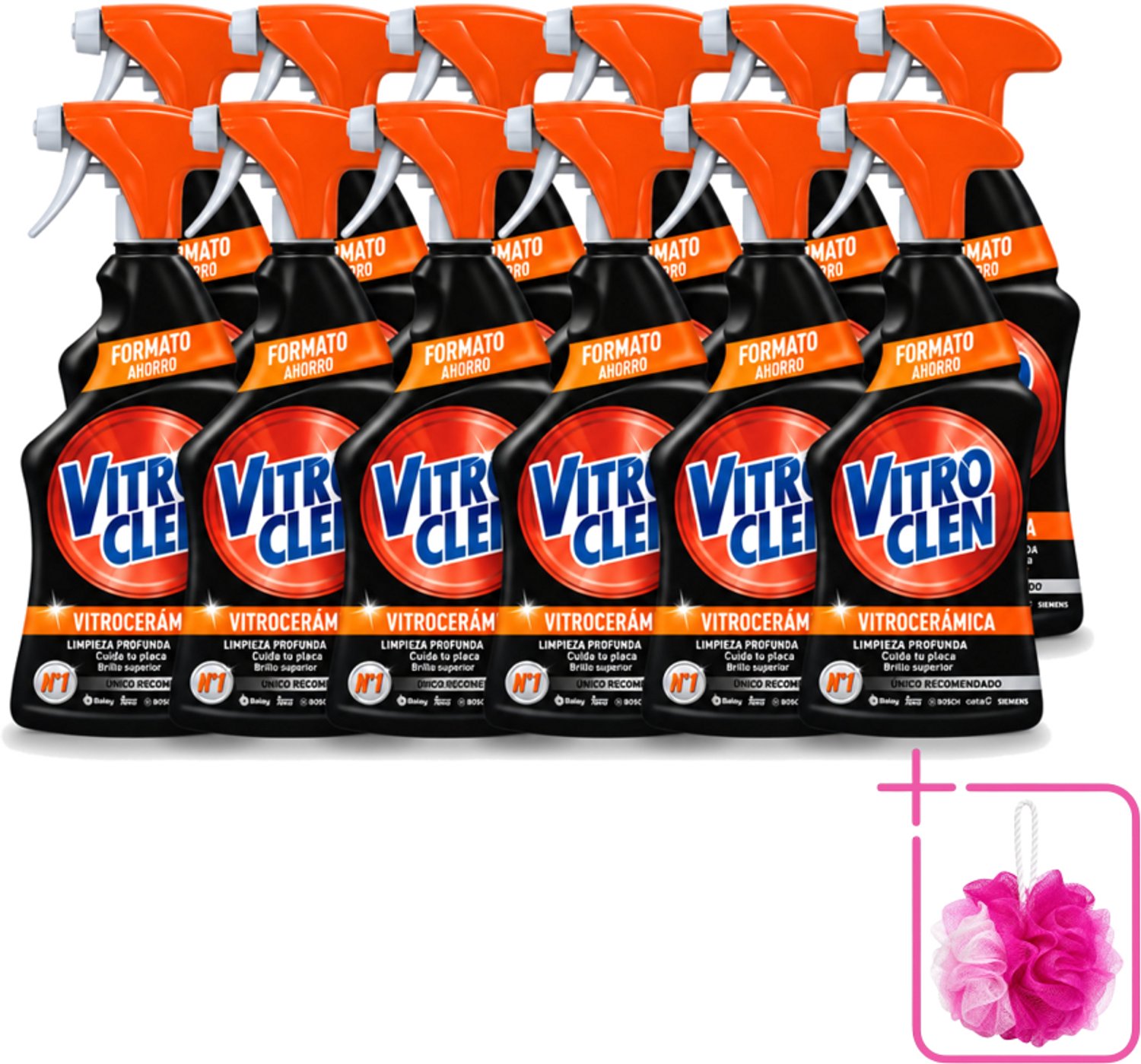 12 x Vitroclen - Keramische Kookplaatreiniger - Spray - 450 ml - Bulkverpakking - Keramische kookplaat reinigen - Douchemop - Kookplaat reinigen