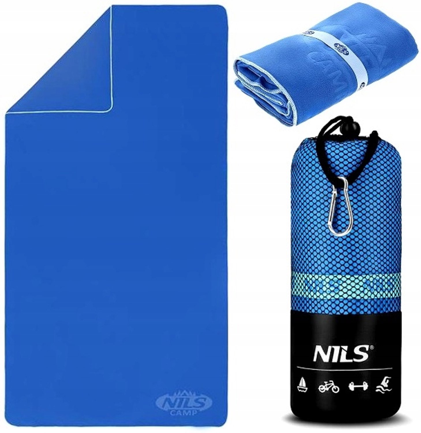 Nils Camp Sneldrogende Microvezel Strandhanddoek 180x100cm Blauw