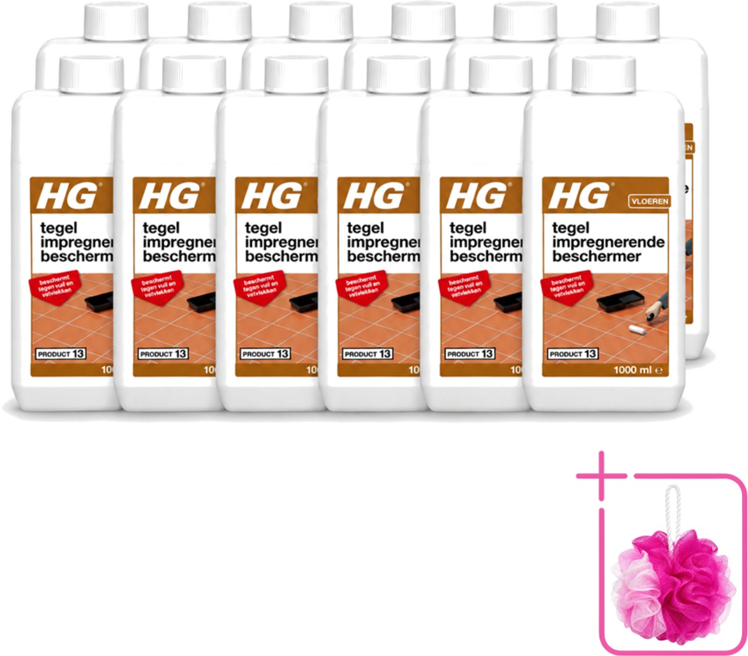 12 x HG - Vloeren - Tegel Impregnerende Beschermer - Beschermt Tegen Vuil & Vetvlekken - 1L - Bulkverpakking - Tegelbeschermer - Douchemop - Vuilvrij