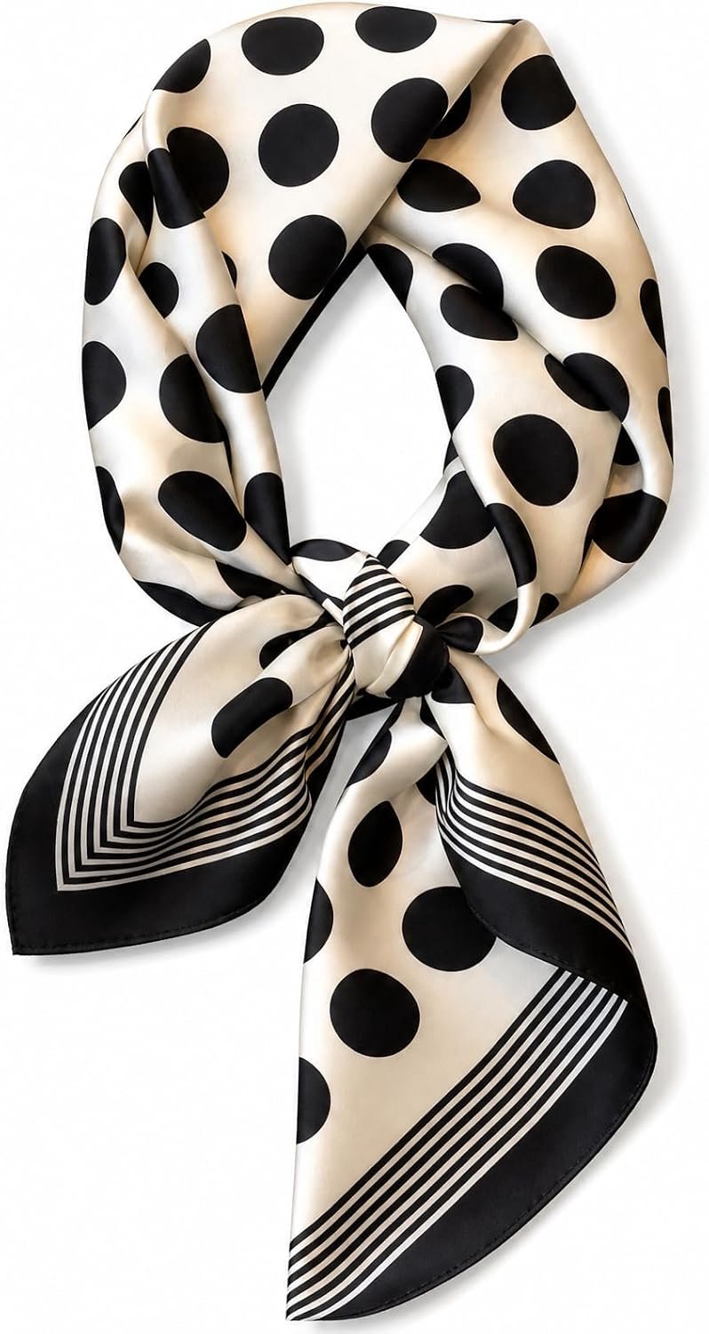 Zachte polka dots sjaal dames - kunstzijde halsdoek - trendy accessoire - perfect voor elke outfit - ShopVlot