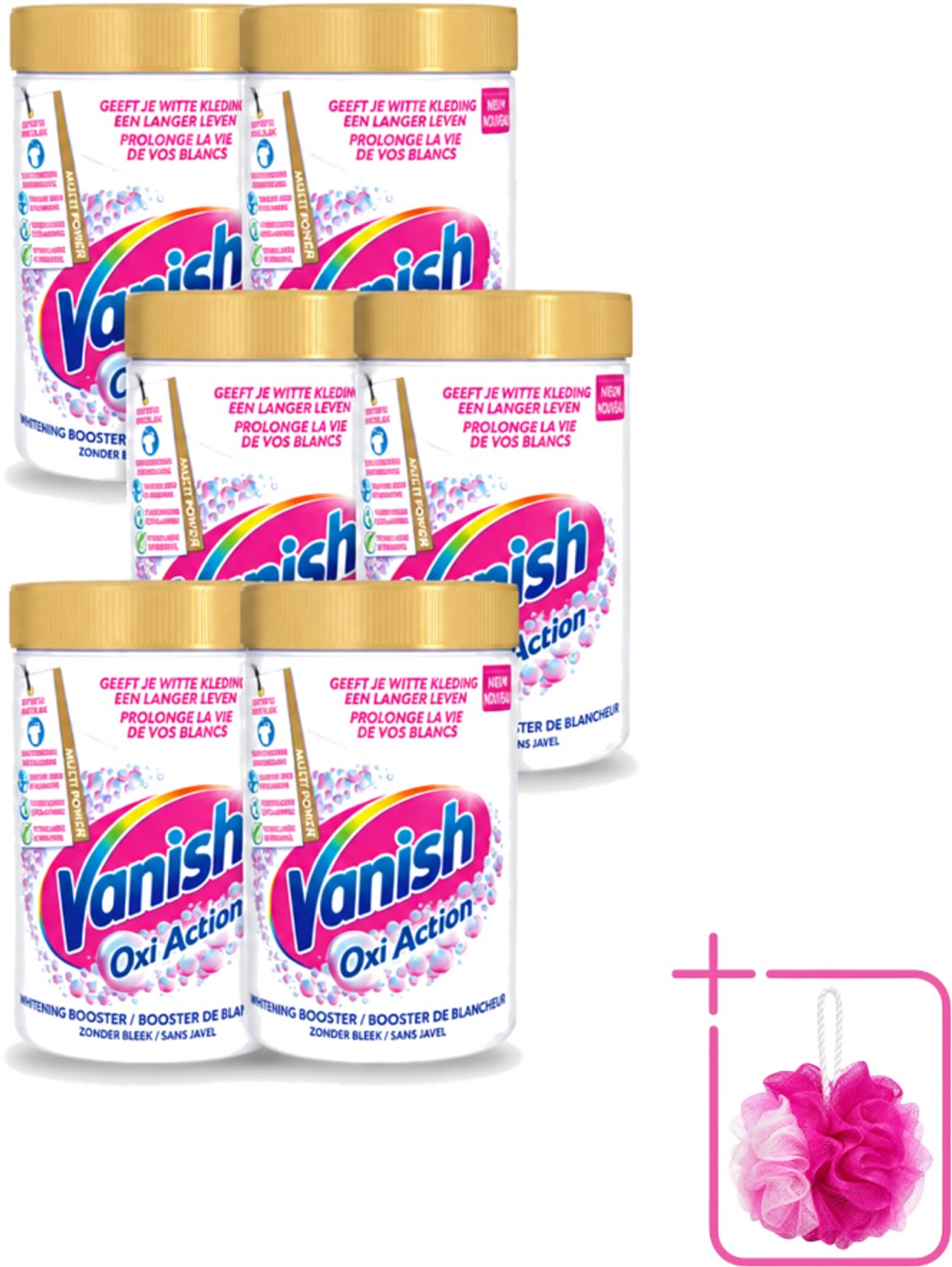 6 x Vanish Oxi Action - Vlekkenverwijderaar Poeder - Zonder Bleek - Witte Was - 710 Gram - Bulkverpakking - Vlekkenverwijderaar - Douchemop - Witte was