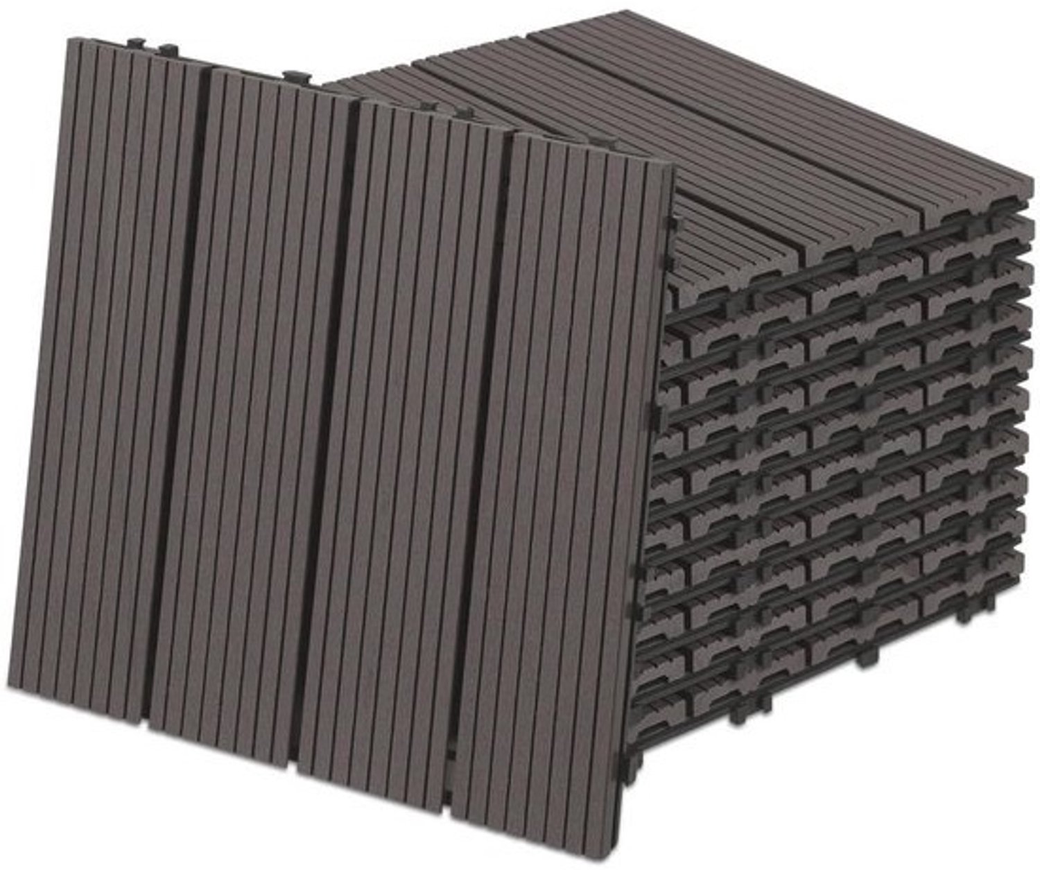 WPC Terrastegels - Balkontegels Tuintegels - Buiten Vloer Leggen - Waterdicht en Vormvast - 30 x 30 cm - Koffie