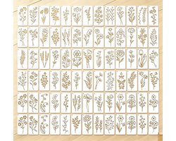 PALUMMA 70 stuks wildflower & wild gras thema tekening schilderij stencils, herbruikbare doe-het-zelf holle kunst - ShopVlot