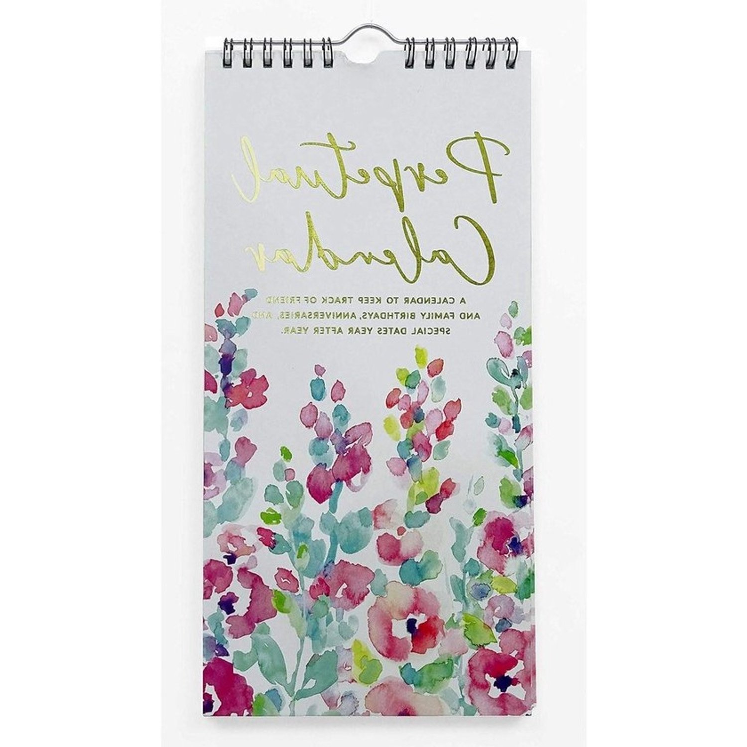 Eeuwigdurende Kalender - Verjaardagskalender Herinnering - Speciale Datums Bijhouden - Bloemen Goudfolie Print - 11 x 5.4 Inch - Multicolor
