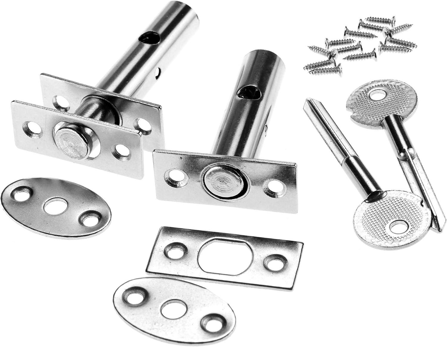 Door Security Bolts, Dead Bolt, Mortise Lock, Nickel Plated External Internal Door Locks with Star Wrenches and Screws 2 Sets