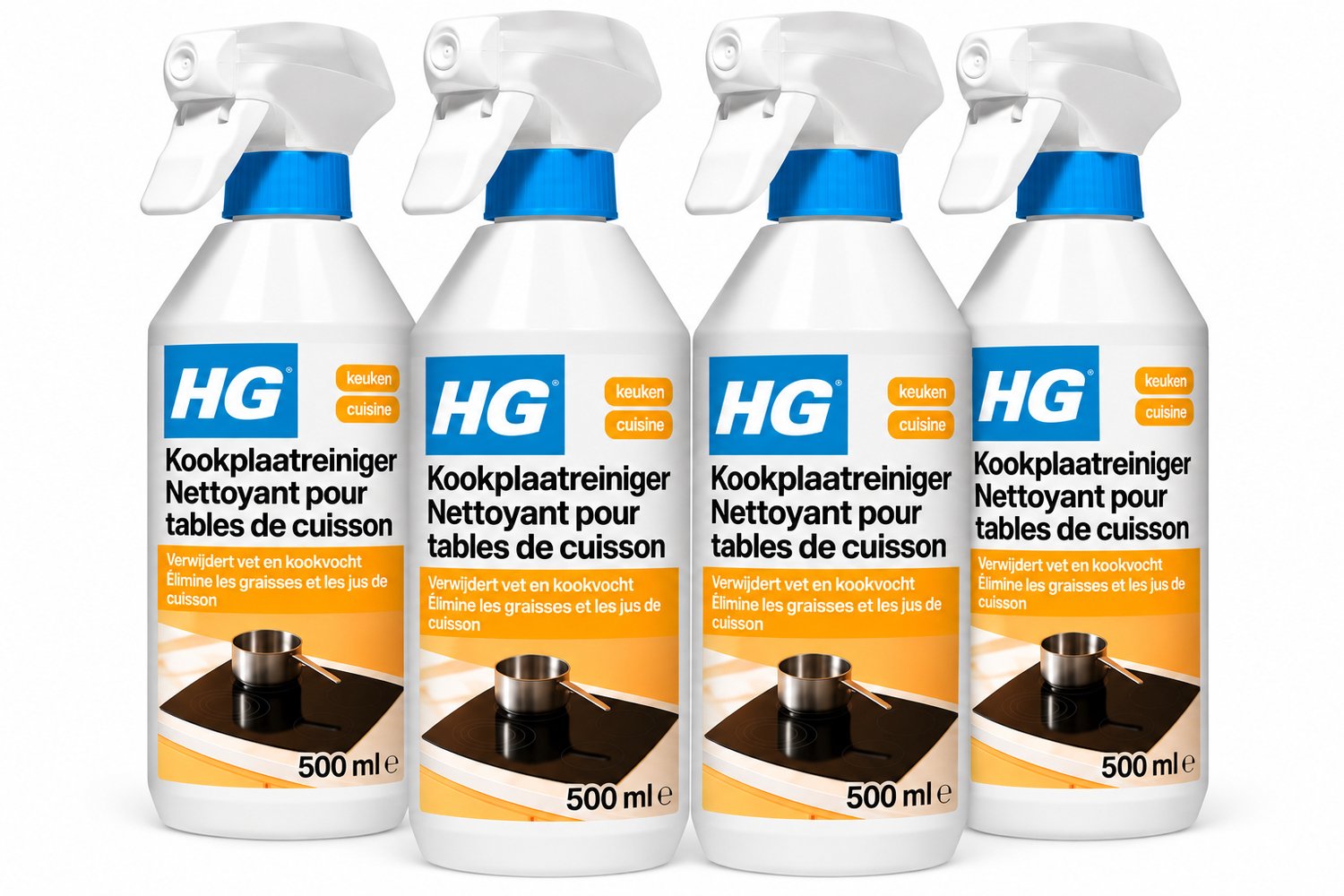 HG Kookplaatreiniger 500 ml - Voor Keramische, Inductie- & Halogeenkookplaten 4 x 500 ml