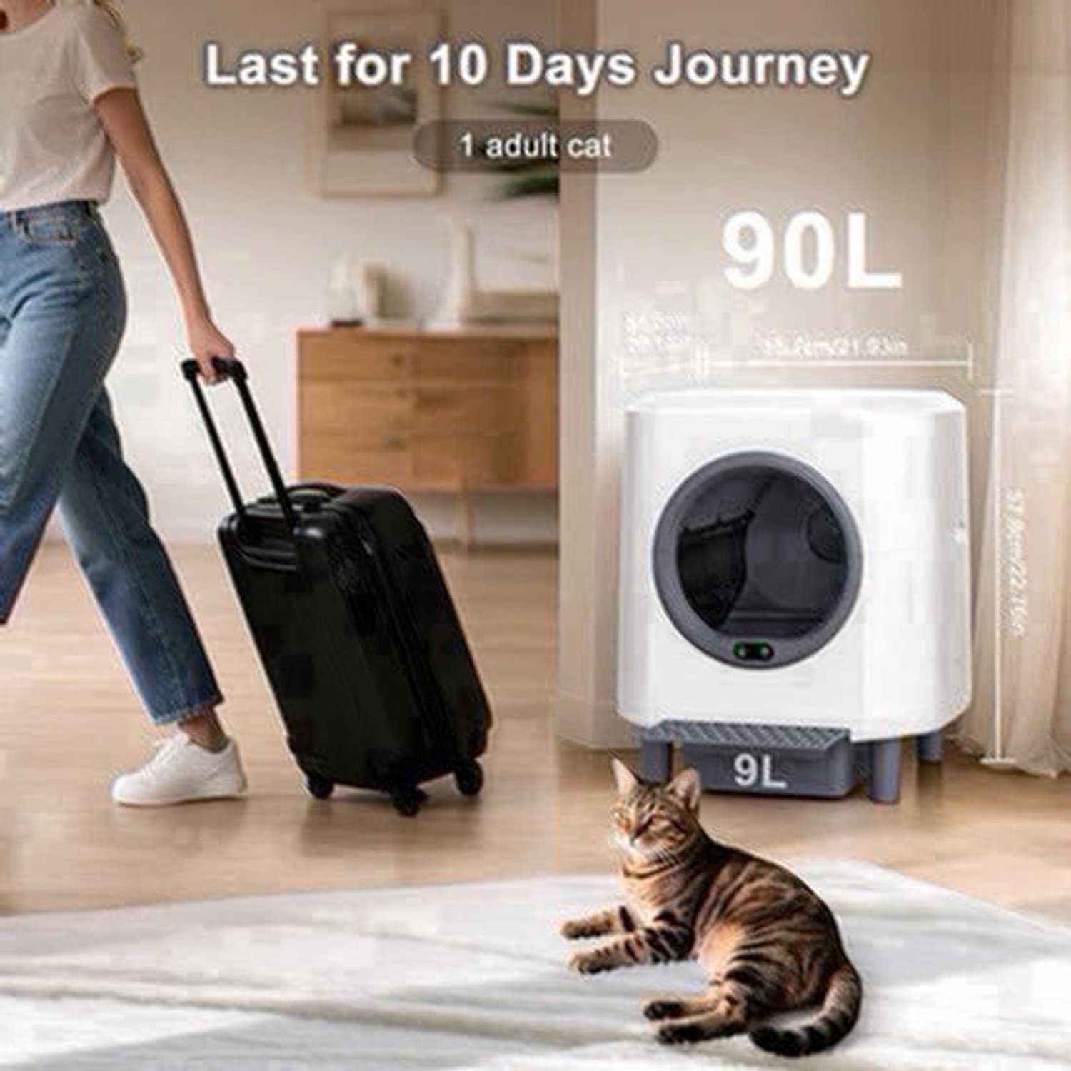 Automatische Kattenbak – Zelfreinigende Kattenbak – Slimme Kattenbak – Litter Box – App-Bediening – 90L Grote Capaciteit – Veiligheidssensoren