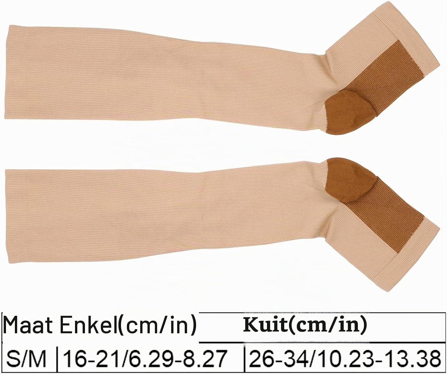 Compressiekousen voor Dames en Heren, Halve Lengte, Open Teen, Ondersteuning bij Varices en Bloedcirculatie