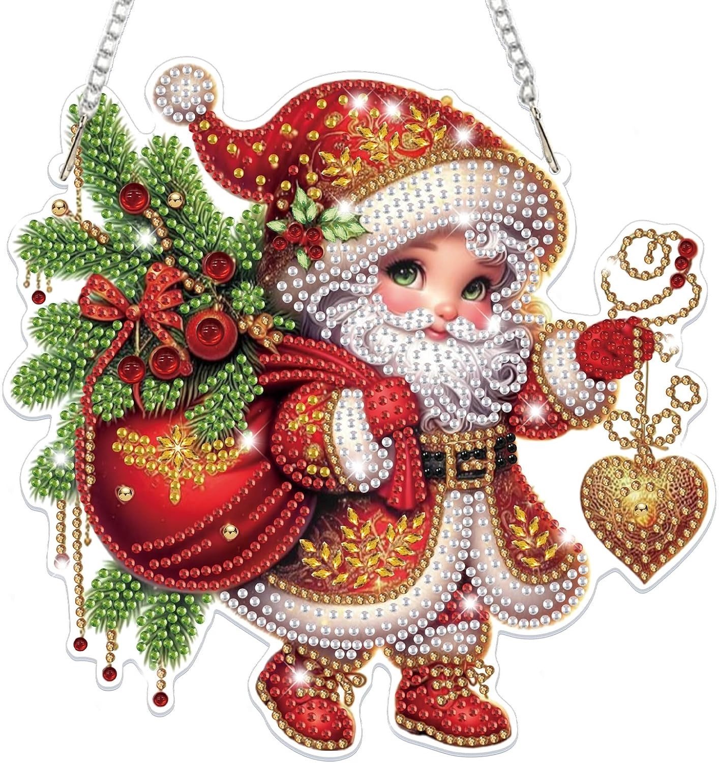 Kerst Diamant Kunst Hangende Ornamenten voor Volwassenen en Kinderen, Unieke Crystal Gem Decoratie Kits voor Ramen en Deuren, Creatieve Suncatchers voor Muurdecoratie