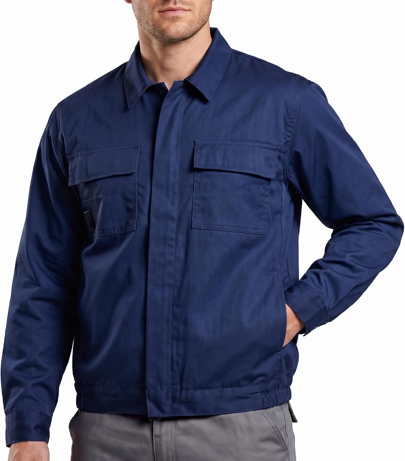 Pluton Werkjas voor heren, tailleband voor heren, met multifunctionele zakken - werkjas, marineblauw, XL