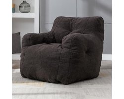 Zitzakstoel - Zetelpoef - Ontspannen zitten - Zacht teddymateriaal - 100x94x70 cm - Donkergrijs