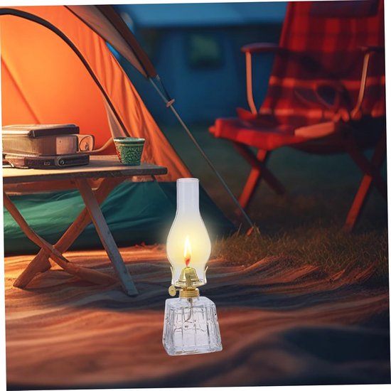 Vintage Grote Glazen Kerosinelamp met Winddichte Bescherming Retro Hangende Olielamp voor Binnenverlichting Buitenfeestjes Betrouwbare Noodverlichting Sfeervolle Zachte Gloed — afbeelding 4