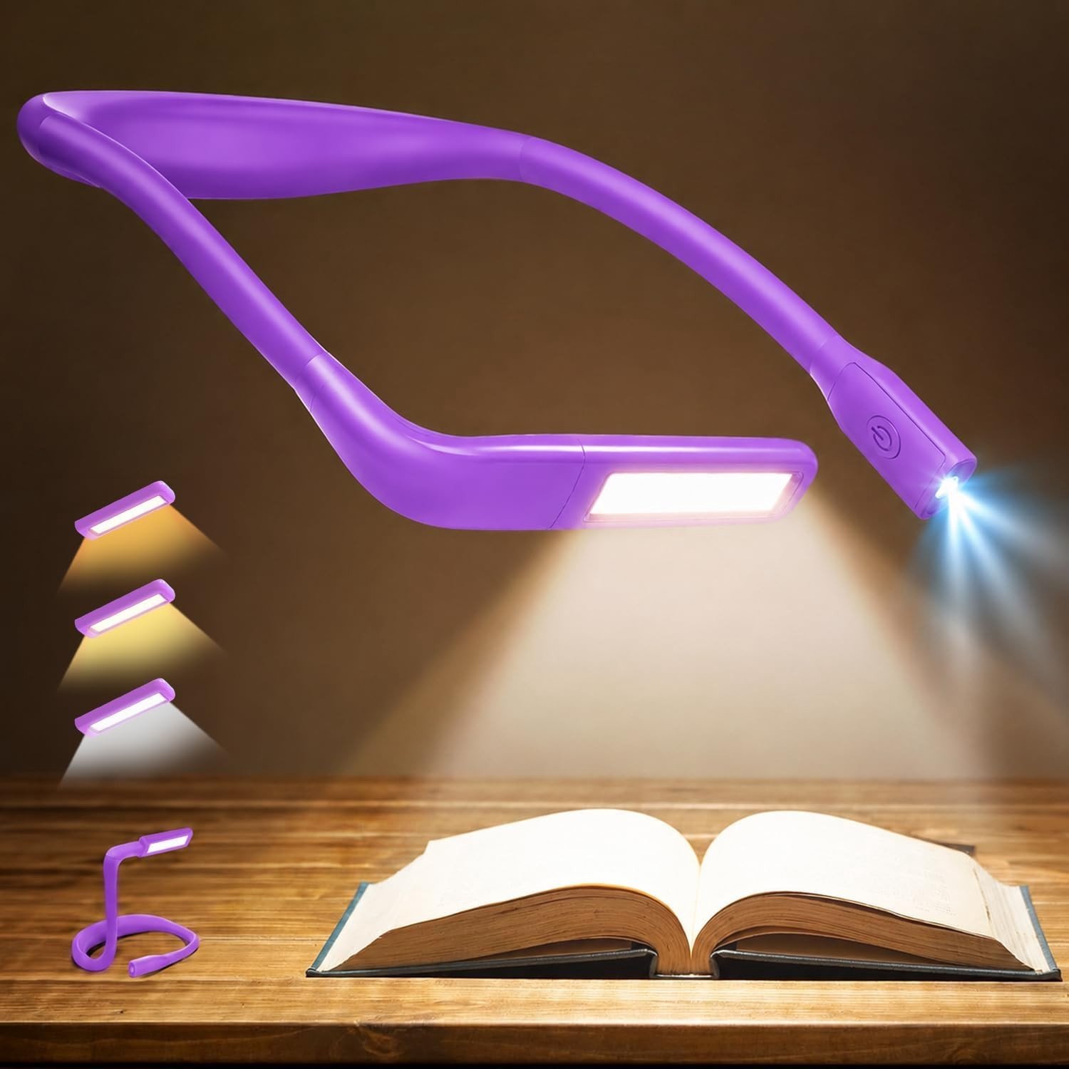 Nekleeslamp - Zwart - LED Leestlamp met Dimbare Lichtinstellingen - Voor Boekenliefhebbers