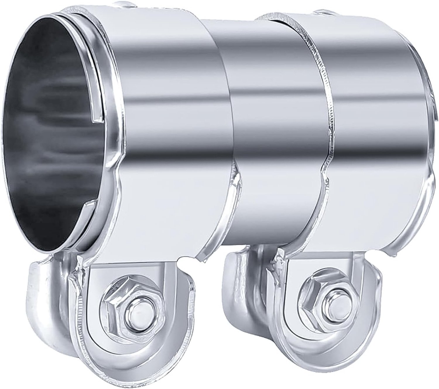 RVS Uitlaatklem 55 mm - Universele Verbinding voor Auto Uitlaat, Duurzaam en Betrouwbaar, Ideaal voor Reparatie en Verbetering van Uitlaatprestaties (Diameter 55 mm / L: 95 mm)