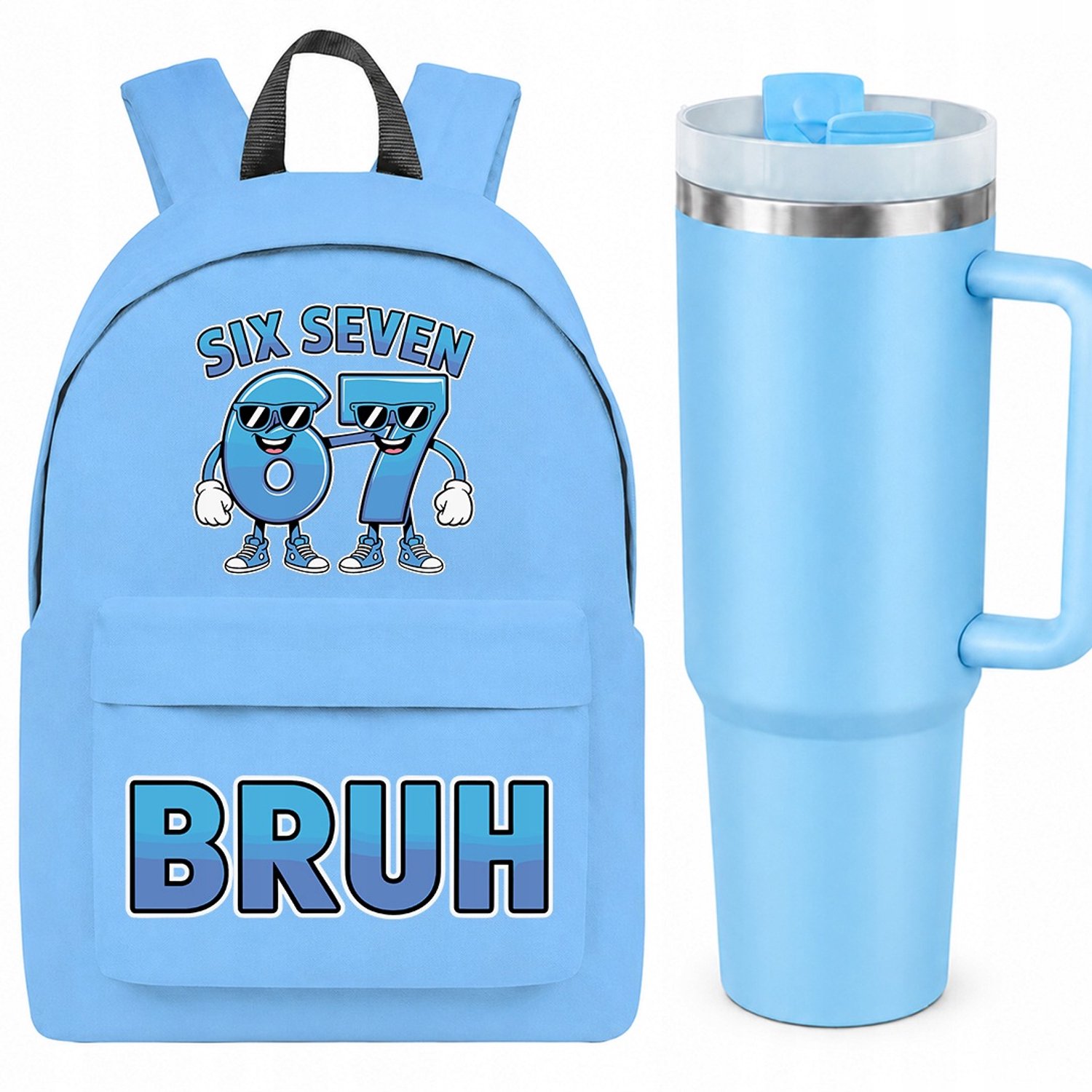 Blauwe Rugzak met Thermosbeker 1.2L - Set voor School & Werk