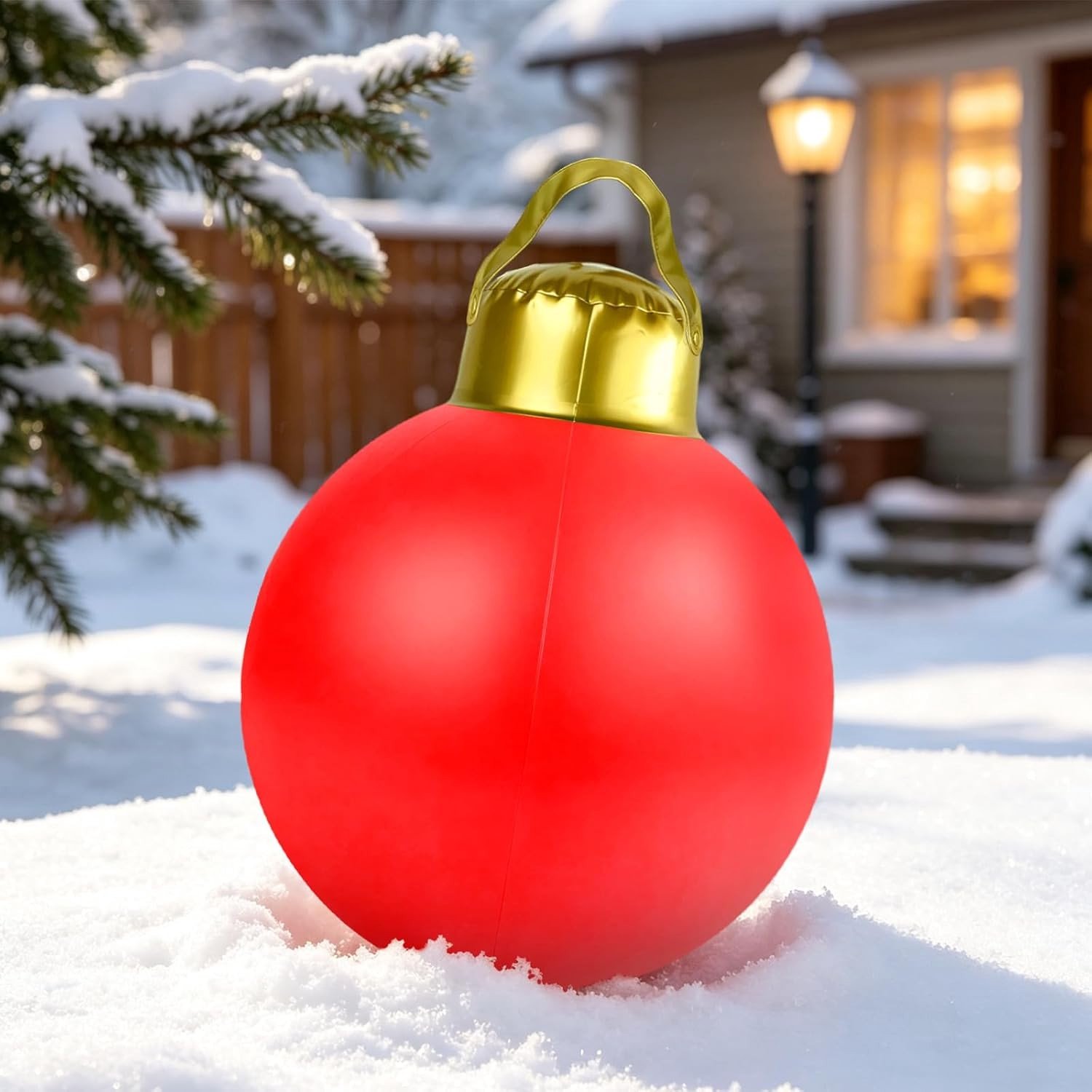 Opblaasbare Kerstbal - Rood - 30 x 30 x 30 cm - Van Duurzaam PVC - Voor Binnen en Buiten