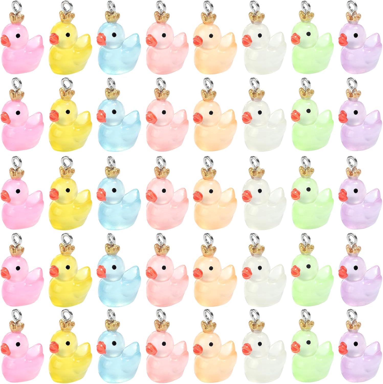 Miniatuur eendjes met kroon 40pcs - hars - schattige diertjes - perfect voor sieraden maken - ShopVlot